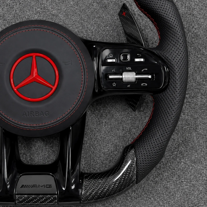 Upgrade Carbon Fiber Steering Wheel with Paddle Shifters for Mercedes Benz AMG W205 W213 C63S E63S G63
