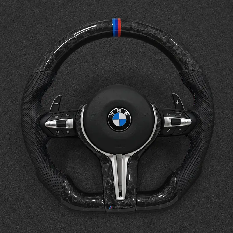 Custom Nappa Leather Real Carbon Fiber LED Steering Wheel for BMW 7 Series E65 E66 2001–2008 -JIONX