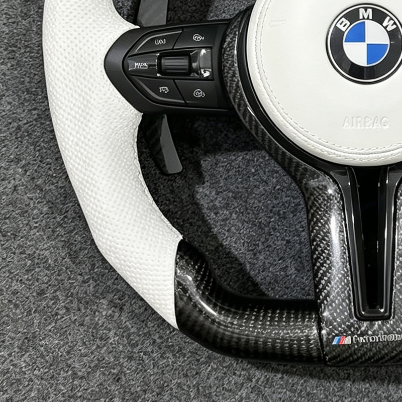 Full leather sport steering wheel accessory assembly for BMW 1 2 3 4 5 6 7 Series, X1 X2 X3 X4 X5, F10 F30 F35 F15