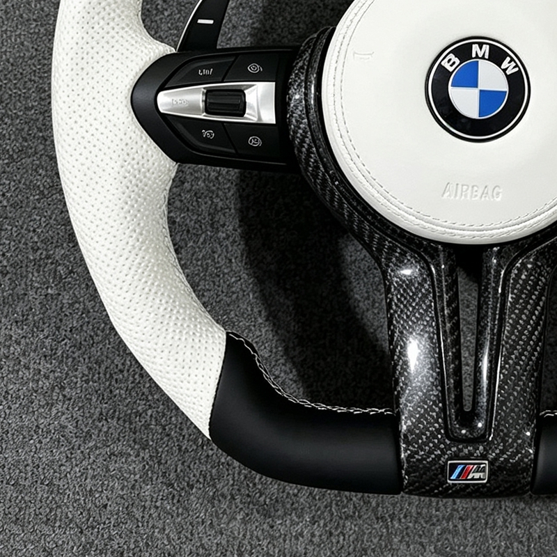 BMW F30 F20 F48 M3 F80 F25 E90 E87 X5 E70 F01 F10 Steering Wheel Black Perforated Leather Sport Upgrade Modify Accessories