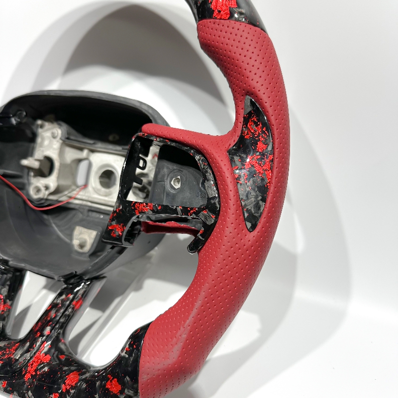 Forged Carbon Fiber alcantara Heated Grip Sports LED Steering Wheel 11-14 for Dodge Charger SRT Rt Challenger 2021 2022 2023