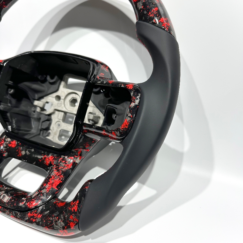 2021-2025 for ford F150 Raptor LED Real Carbon Fiber Sport Steering Wheel D-Shaped Flat-Bottom Non-Slip Leather Grip Black