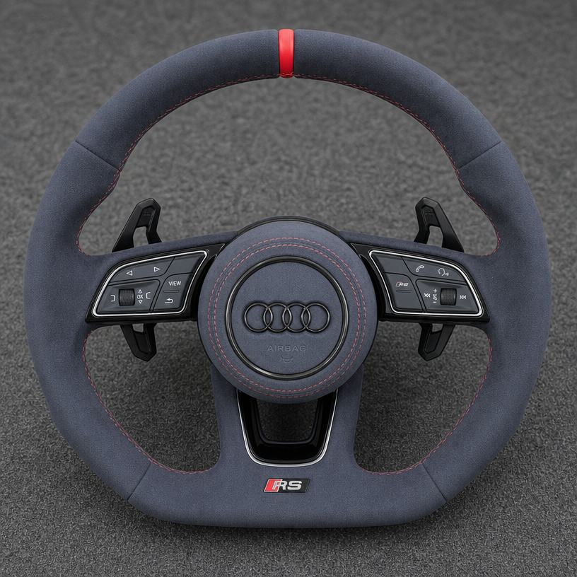 Custom Alcantara Nappa Leather Carbon Fiber LED Wheel for Select Audi A4 S4 RS4 A5 S5 RS5 Models B5 B6 B7 B8 B9 8T 8F F5 1994–2026 -JIONX