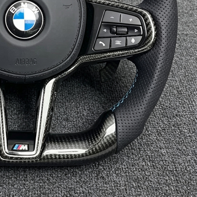 For BMW F10 F30 E46 E60 E90 F10 F15 F90 F80 G20 G30 M3 M4 M5 Upgraded Leather Carbon Fiber Automotive Parts Steering Wheel