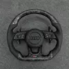 Forged carbon fiber steering wheel with perforated leather red stitching for Audi A3 A4 A5 S3 S4 S5 RS3 RS4 RS5 B9 2016-2024