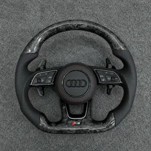 Forged carbon fiber steering wheel with perforated leather red stitching for Audi A3 A4 A5 S3 S4 S5 RS3 RS4 RS5 B9 2016-2024