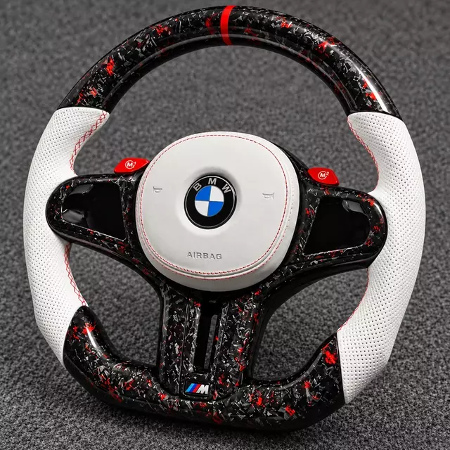 BMW E36 custom forged carbon steering wheel angle view