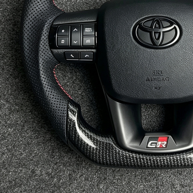Carbon Fiber Sports Steering Wheel for LC300 Mark X Tacoma 200 Hiace 79 RAV4 N80/N70 Prado-4 Spokes 40MM Grip