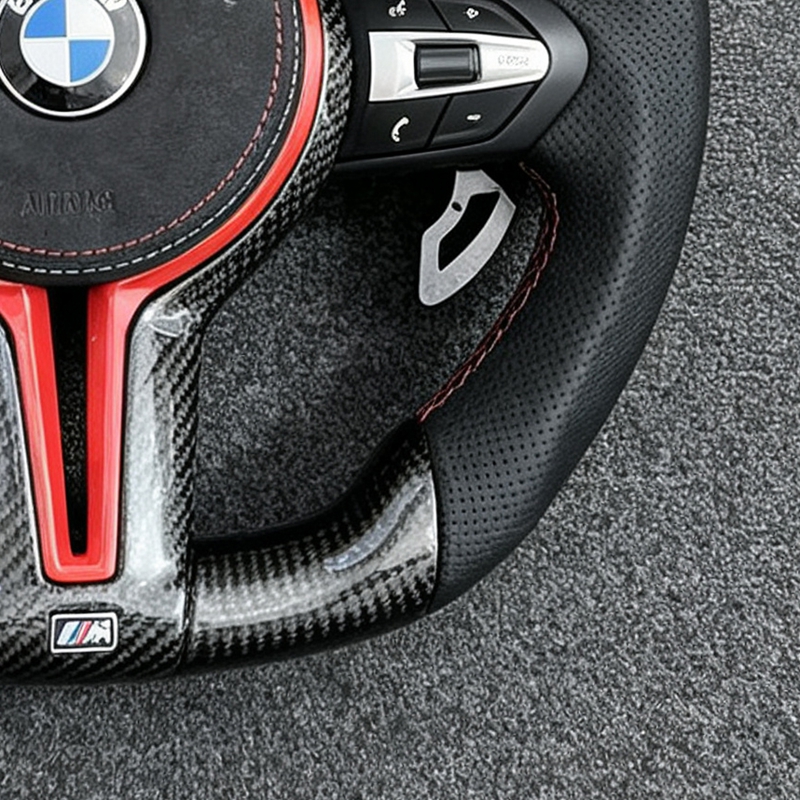 BMW F30 F31 F33 F34 F36 F10 F02 F12 F20 F15 F16 F22 F25 E70 E71 E90 Modify Flat Bottom Leather M Sport Steering Wheel M3 M5