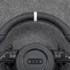 White Top Marker And White Stitching Detail On Custom Flat Bottom Steering Wheel For Audi A3 A4 A5 A6 A7 JIONX