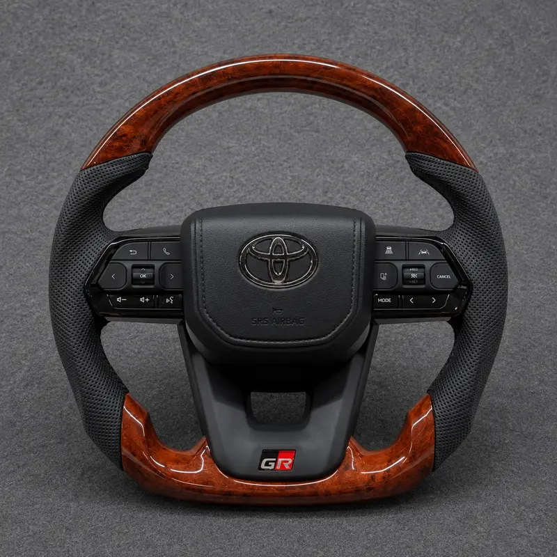 For Toyota Series 2015–2026 Nappa Leather Custom Walnut Wood Steering Wheel -JIONX