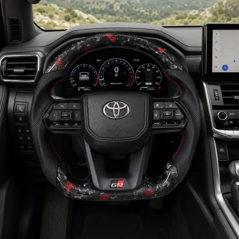 For Toyota Series 2015–2026 Nappa Leather Custom Real Forged Carbon Fiber LED Steering Wheel -JIONX
