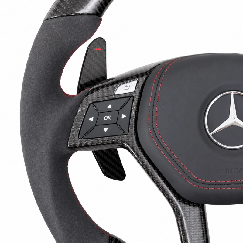 Alcantara and Carbon Fiber LED Steering Wheel for Mercedes-AMG W218, CLA45, W207, S500, W220, A180, CLS, X218, W238, 63, C63, GLC, E350, W215, C117, C43