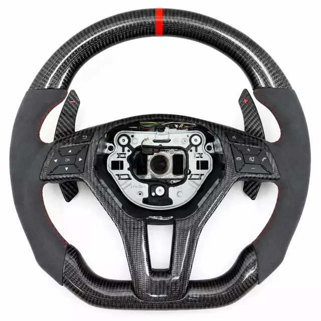 Alcantara and Carbon Fiber Steering Wheel for Mercedes-AMG A-Class, C-Class, E-Class, CLA, and CLK