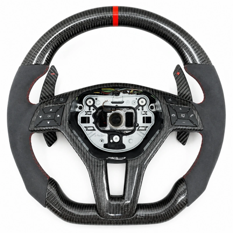 Alcantara and Carbon Fiber Steering Wheel for Mercedes-AMG A-Class, C-Class, E-Class, CLA, and CLK