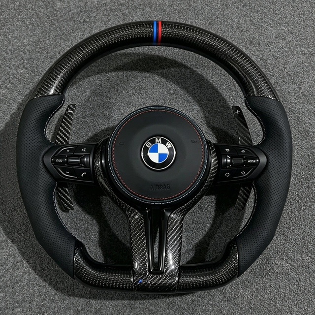M Sport Carbon Fiber Leather Car Steering Wheel for BMW F30 F10 F20 F22 F15 F16 F45 F32 F33 E70 E90 E81 E82 Models X1 X2 X3