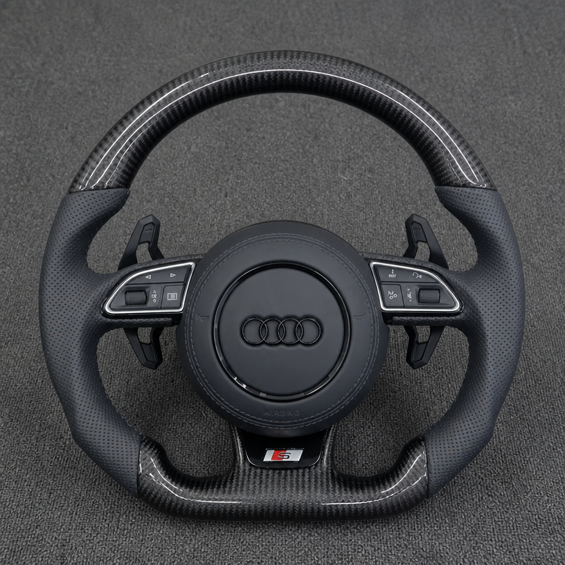 Custom Alcantara Carbon Fiber LED Wheel for Select Audi A6 S6 RS6 A7 S7 RS7 Models B8 C4 C5 C6 C7 C8 4G 4K 1994–2026 -JIONX