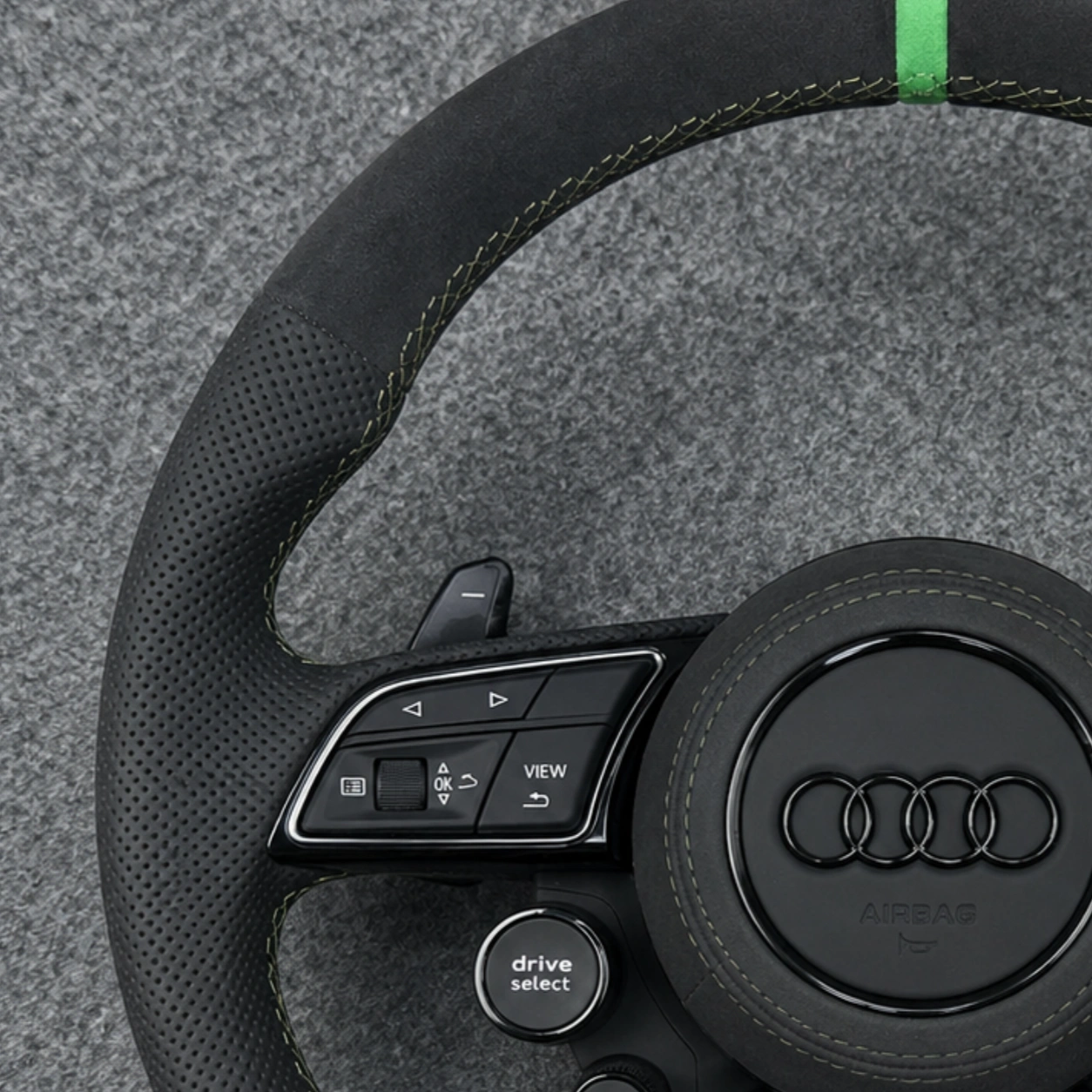 Premium Alcantara Suede And Perforated Leather Stitching Detail Audi Steering Wheel JIONX