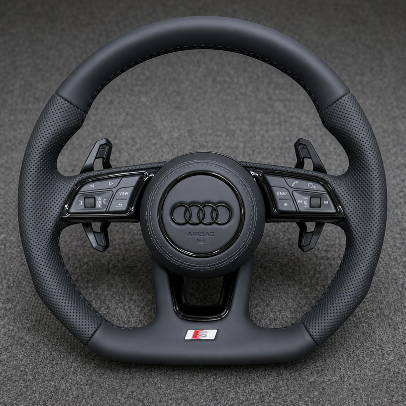 Custom Alcantara Nappa Leather Carbon Fiber LED Steering Wheel for Audi Q3 SQ3 RSQ3 8U 2011–2018 -JIONX