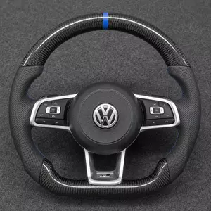 Volkswagen Golf MK7 GTI Golf R custom carbon fiber performance steering wheel with blue center stripe