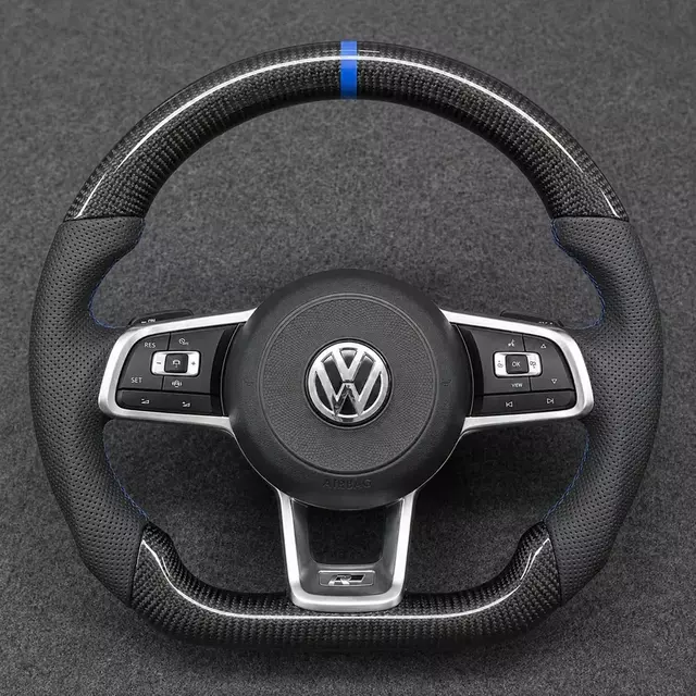 Volkswagen Golf MK7 GTI Golf R custom carbon fiber performance steering wheel with blue center stripe