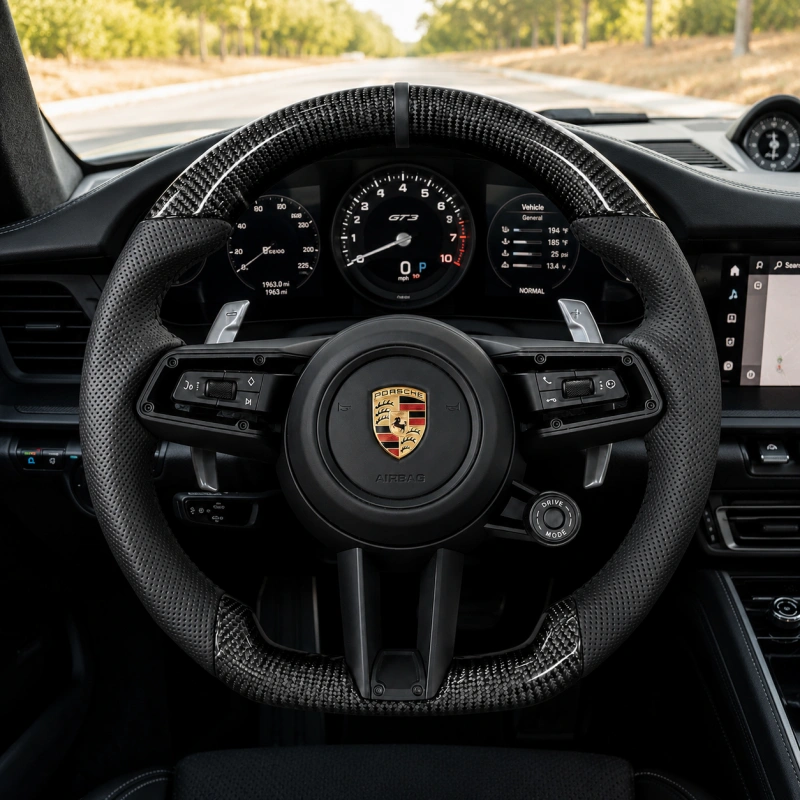 Carbon Fiber Steering Wheel (with Drive Mode Dial) for Porsche Models Such As The 911 Panamera Cayenne And Macan