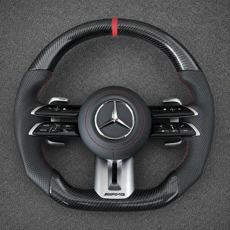 Benz A B C E S GLC GLE 2003-2026 W203-W206 W211-W214 Nappa Alcantara Custom Real Carbon Fiber LED Dragonfly Wheel -JIONX