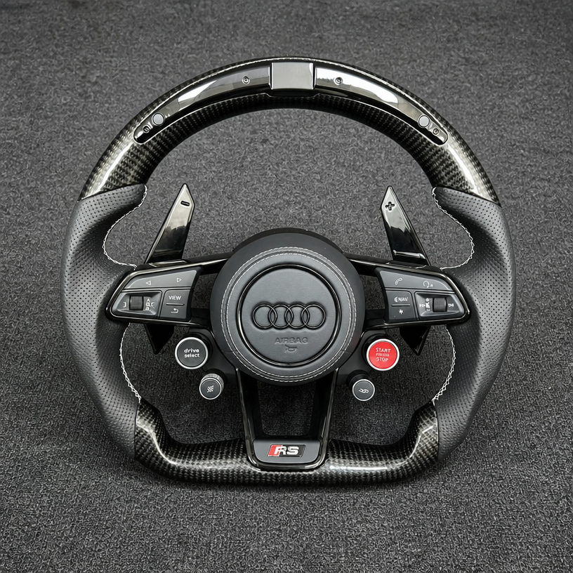 Audi A8 S8 1994-2026 D2 D3 D4 D5 Nappa Alcantara Custom Real Carbon Fiber LED Wheel -JIONX