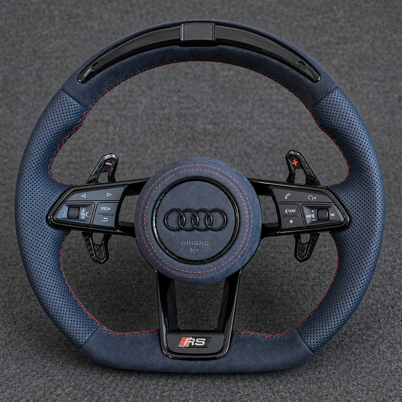  For Audi A3 S3 RS3 1996–2026 8L 8P 8V 8Y Nappa Alcantara Custom Real Carbon Fiber LED Wheel -JIONX
