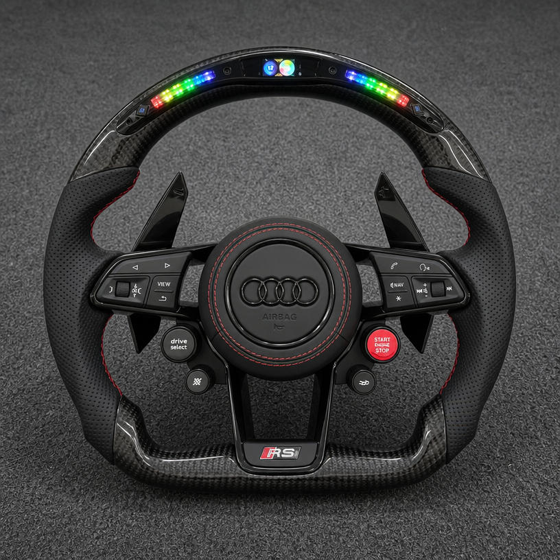 For Audi A4 S4 RS4 A5 S5 RS5 1994–2026 B5 B5 B6 B7 B8 B9 8T 8F F5 B10 Nappa Alcantara Custom Real Carbon Fiber LED Wheel-JIONX