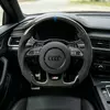 Installed Audi S6 carbon Alcantara steering wheel with blue center mark and stitching JIONX