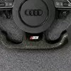 S Series S6 Badge Detail On Custom Carbon Alcantara Audi Steering Wheel JIONX