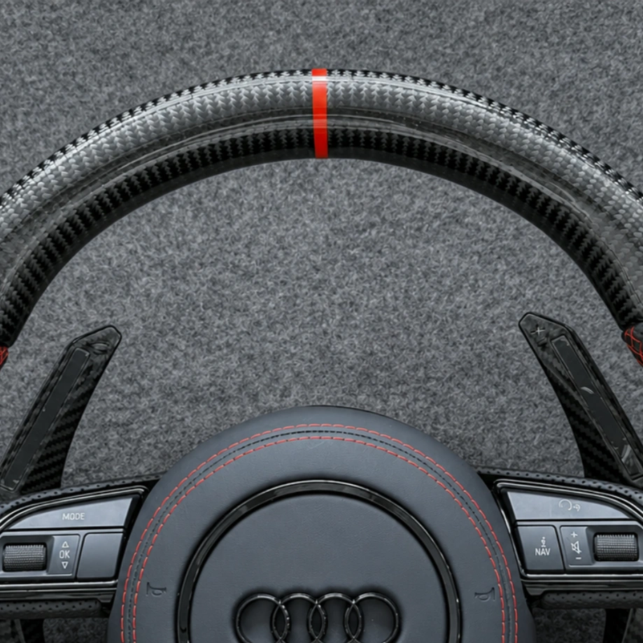 JIONX high gloss carbon fiber rim with red center marker sport steering wheel