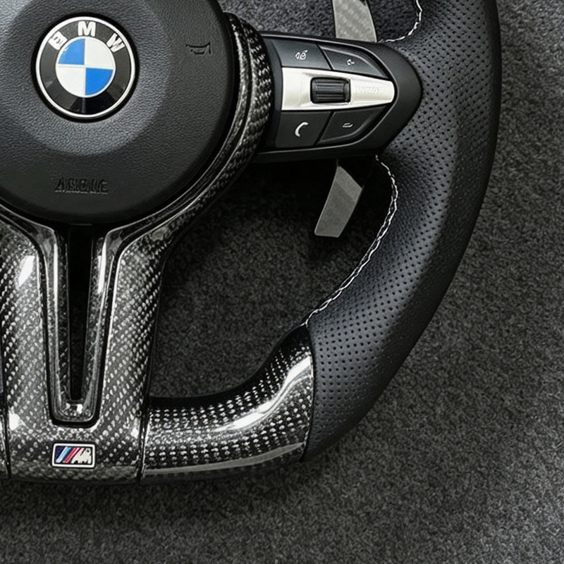 Perforated Leather Forged Carbon Fiber for BMW 3 5 Series F10 F30 F90 F01 F12 M3 M6 E90 Z4 X1 X6 Car Steering Wheel