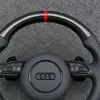 Audi A5 F5 carbon fiber sport steering wheel with red stitching detail