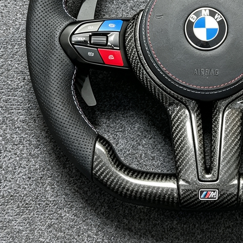 Upgraded original steering wheel with carbon fiber material and button frame suitable for BMW M3 M5 M6 F30 F10 F15 F16