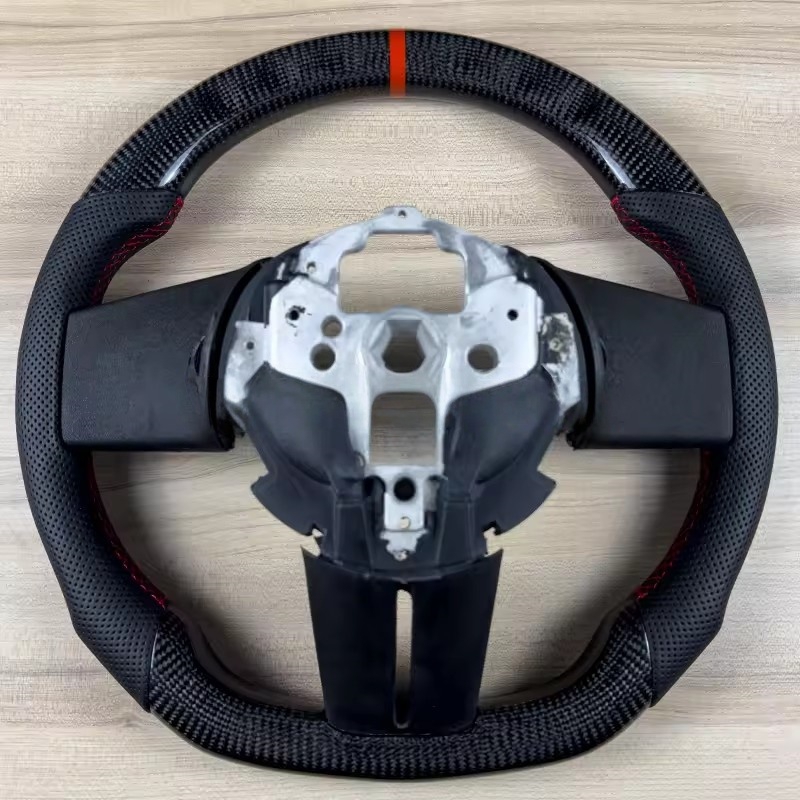 Real Carbon Fiber Suede Steering Wheel Fit for Ford Mustang GT500 GT350 2010-2014 Custom Car Alcantara Steering Wheel