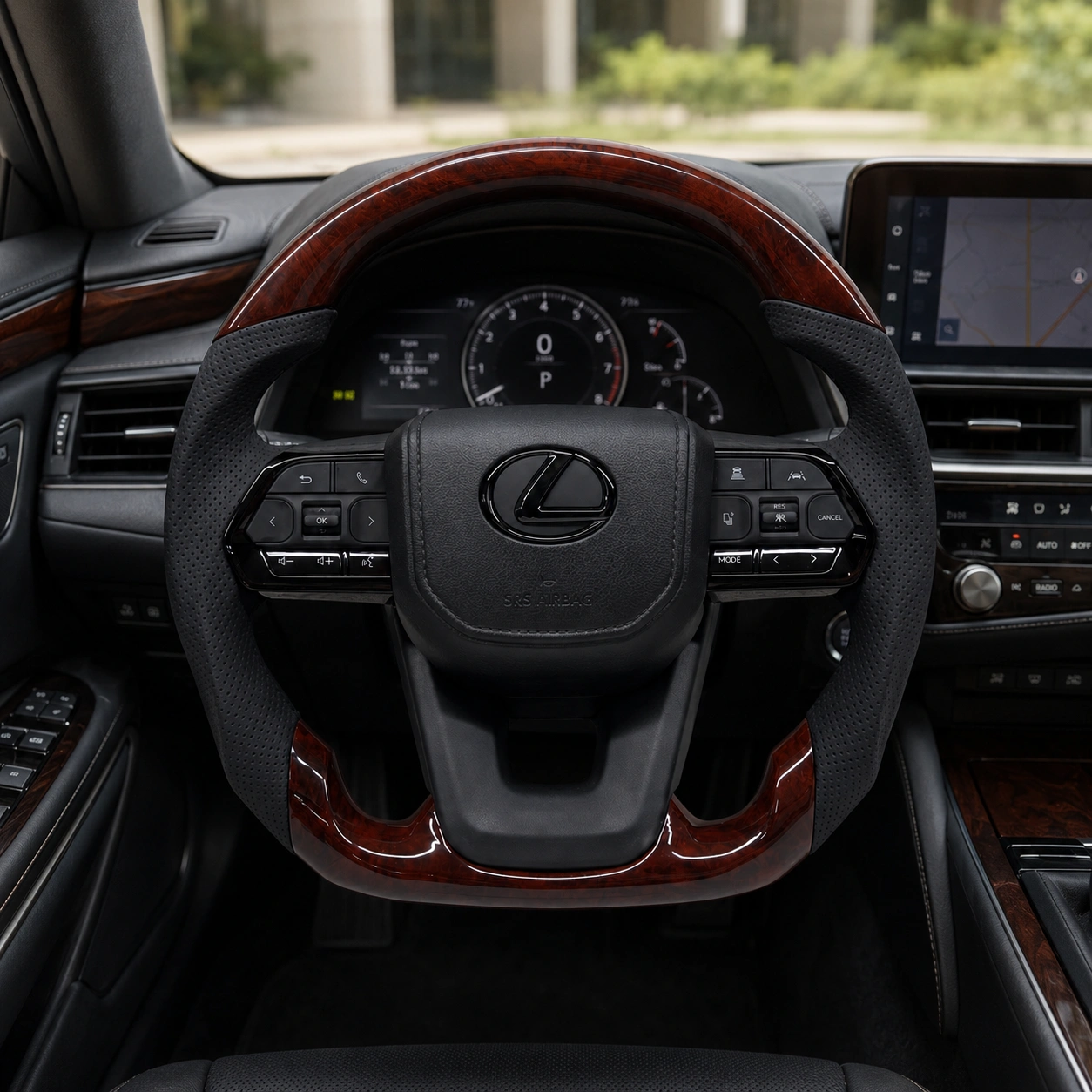 Walnut And Leather Three-spoke Steering Wheel Suitable for The Full Lexus Model Range