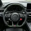 Green Flake Forged Carbon Fiber Steering Wheel Installed In Audi Interior View JIONX