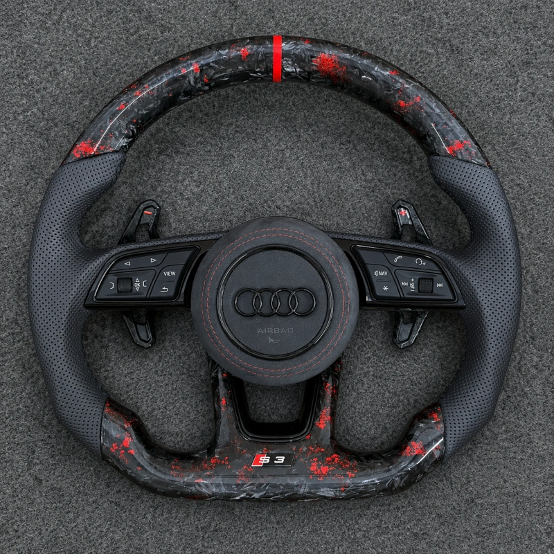 For Audi R8 42 4S 2006-2024 Custom Real Carbon Fiber Flat Bottom Sport Steering Wheel | JIONX