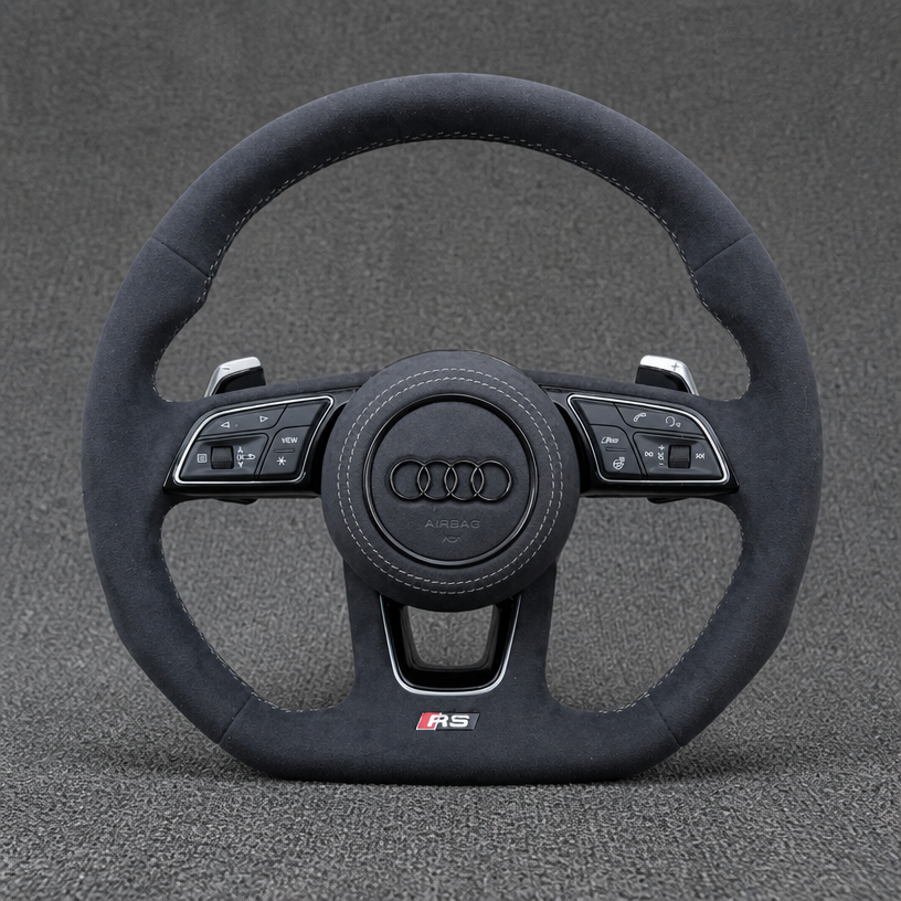 Custom Alcantara Nappa Leather Carbon Fiber LED Wheel for Select Audi A4 S4 RS4 A5 S5 RS5 Models B5 B6 B7 B8 B9 8T 8F F5 1994–2026 -JIONX