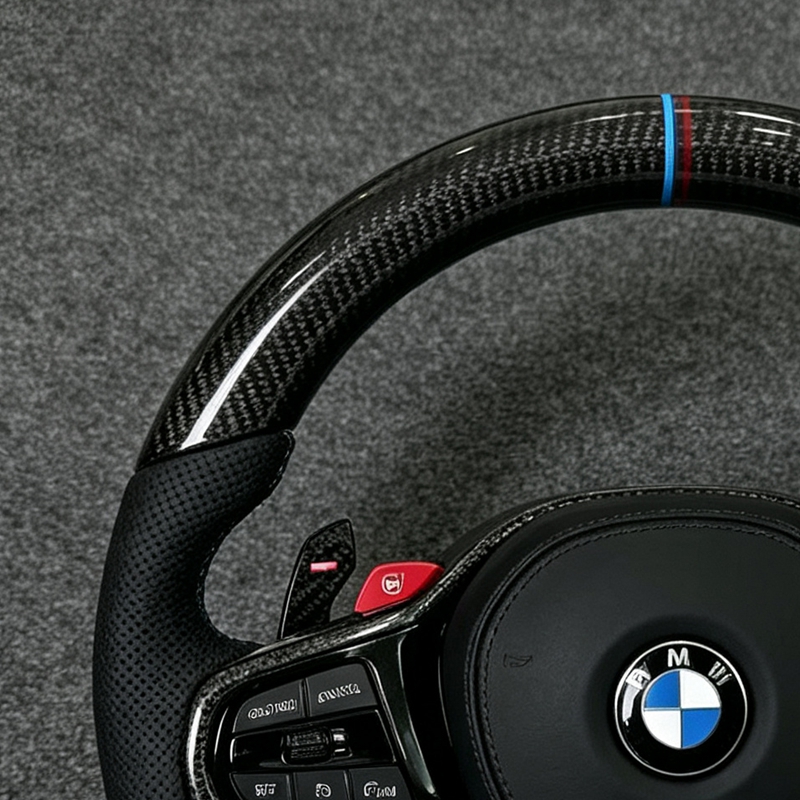 For BMW G Series Steering Wheel X3 X4 X5 G20 G30 M3 M4 M5 M8 Z4 With M1 M2 Buttons and Carbon Fiber Paddles Steering Wheel