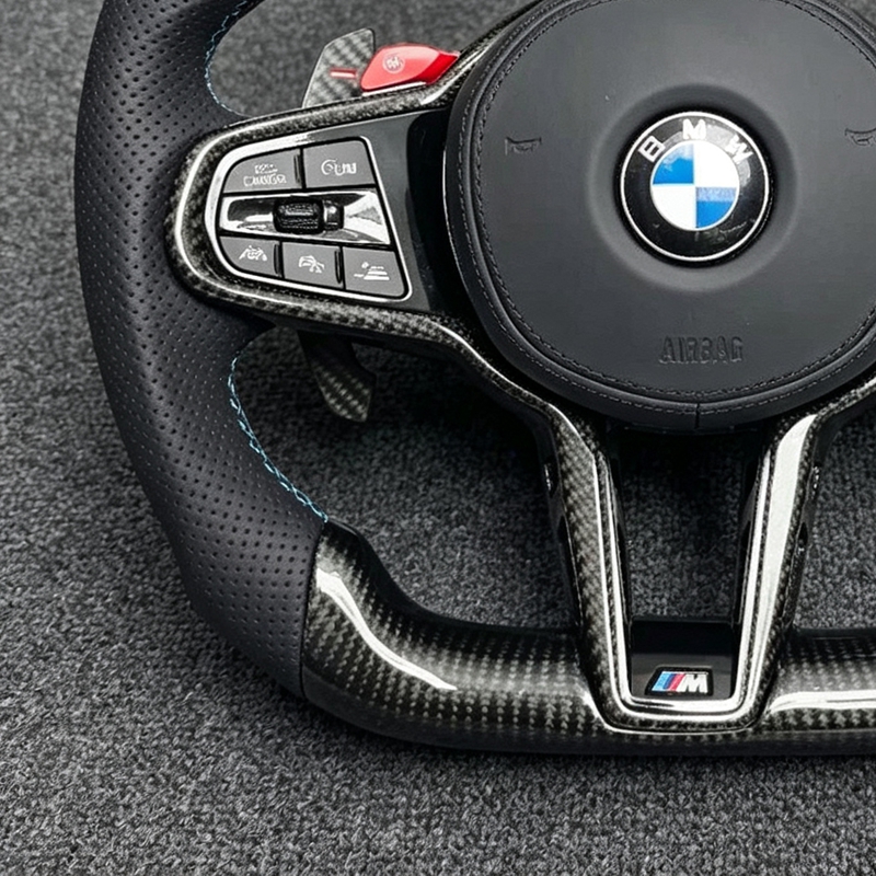 Excellent Customized Real Carbon Fiber Steering Wheel for BMW M8 F91 F92 F93 M5 F90 G31 G32 G38 G32 M550i G30 2017-2024