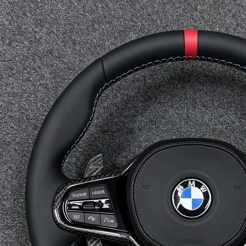 Full Leather Steering Wheel For BMW G Series G30 G20 M5 F90 M8 X3M X4M X5M X6M F40 F44 F97 F95 F96 G20 G82 M4 M3 Red Blue