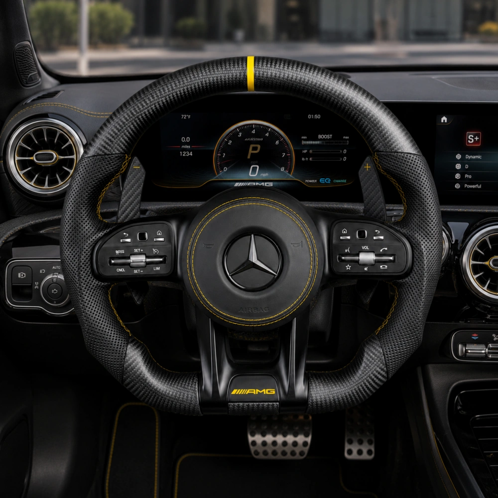 Custom AMG Steering Wheel for Mercedes Benz CLA GLC GLB GLS GLE W118 W204 W205 W212 W213 W221 W222 C63 E63 E63S S63 CLS63 G63