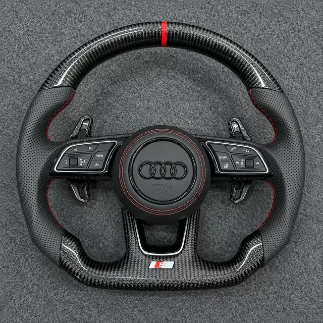 Gloss Carbon Fiber Steering Wheel For Audi A4 A5 S4 S5 RS4 RS5 With Forged Carbon Shift Paddles JIONX