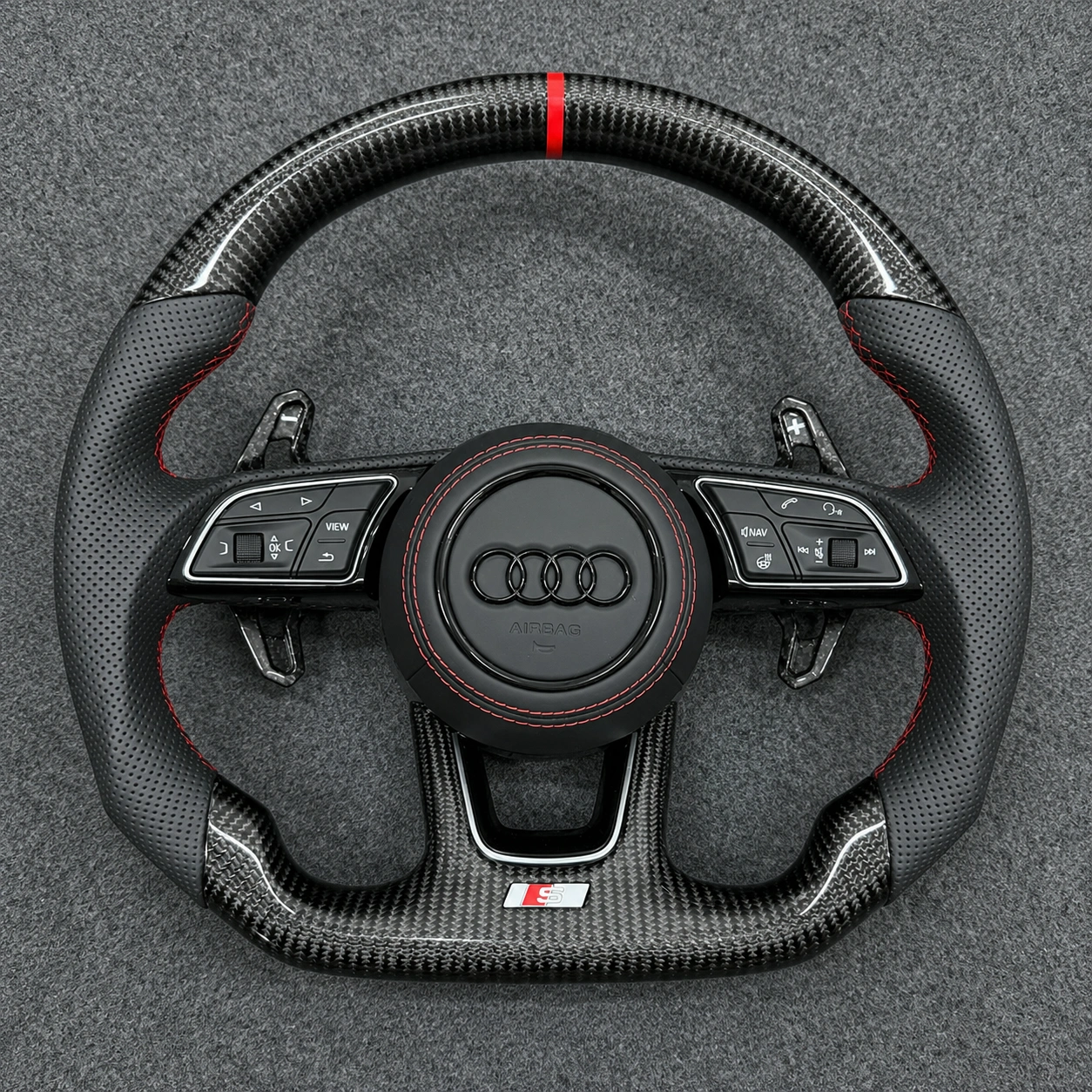 Gloss Carbon Fiber Steering Wheel For Audi A4 A5 S4 S5 RS4 RS5 With Forged Carbon Shift Paddles JIONX