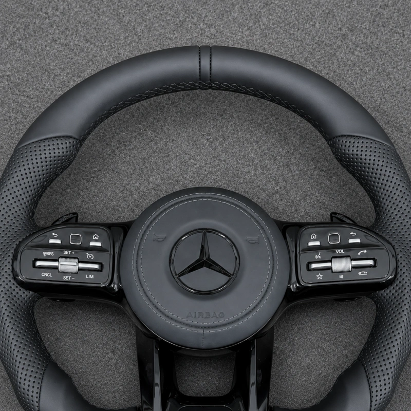 Black Leather AMG Steering Wheel For Mercedes Benz CLA GLC GLB GLS GLE W118 W205 W213 C63 E63 G63 W205 W213 W222 C63S G63 GLC GLE GLA GLS