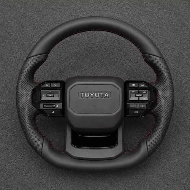 Toyota Tacoma custom black leather steering wheel with smooth Nappa leather finish