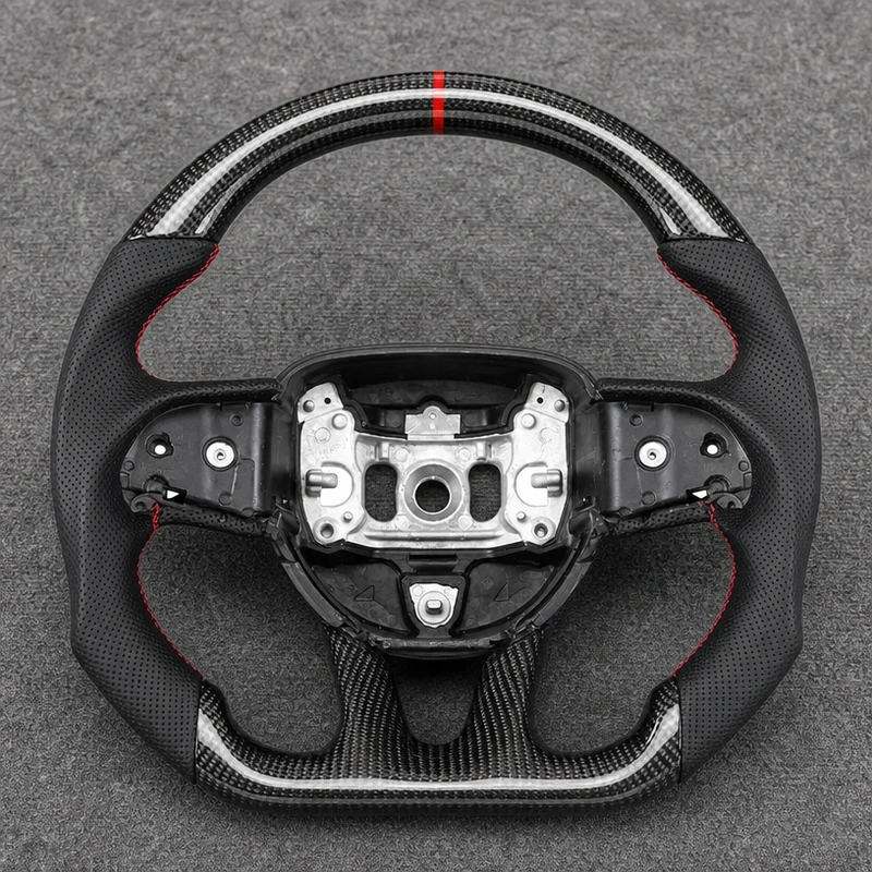 Dodge Challenger Custom Real Carbon Fiber Flat Bottom Steering Wheel 2008–2023 | JIONX